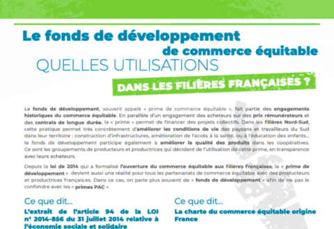 Le fonds de développement de commerce équitable, quelles utilisations dans les filières françaises ?